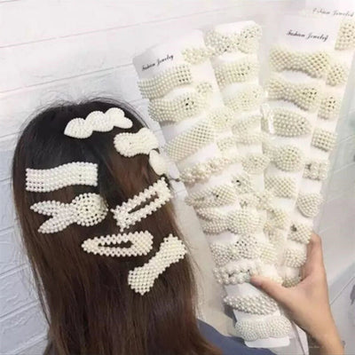 TikTok Pearl hairpin set Korean version of ten-piece set factory direct Japanese and Korean  Net Red Pearl hairpin set