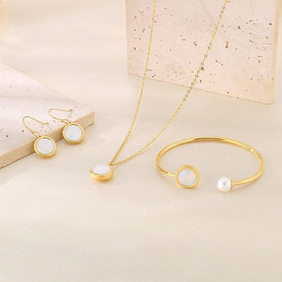 Jewelry Simple Style Commute Round 304 Stainless Steel 18K Gold Plated Jewelry Set
