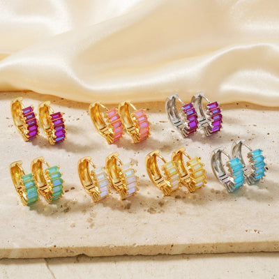 1 Pair Casual Glam Shiny Solid Color Inlay Copper Zircon K Gold Plated Rhodium Plated Ear clip