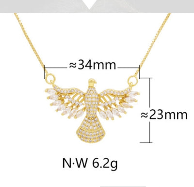 Jewelry Retro Classic Style Eagle Copper Zircon Plating Pendant Necklace