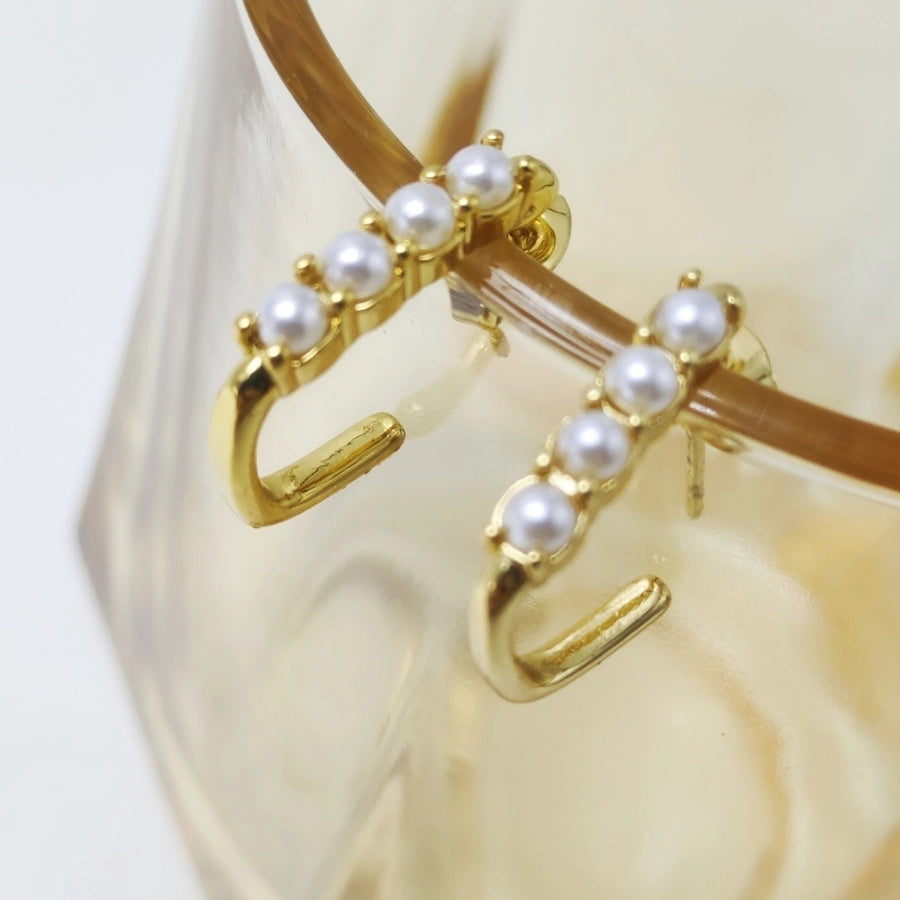 1 Pair Elegant Sweet Pearl Flower 304 Stainless Steel 18K Gold Plated Ear Studs