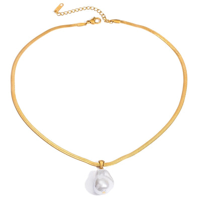 Jewelry Simple Style Classic Style Irregular 304 Stainless Steel Pearl Pendant Necklace
