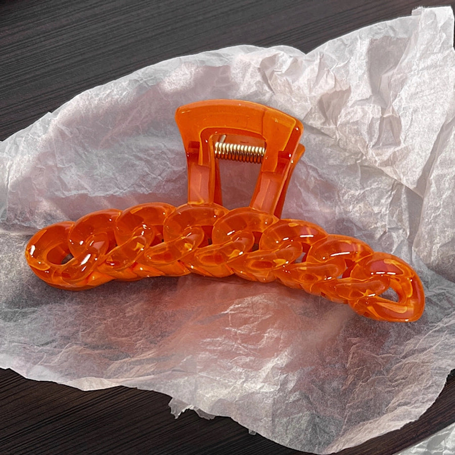 simple large semi-transparent candy color chain hair claw shark clip