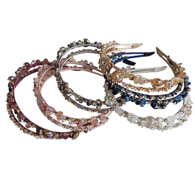 korean crystal pearl winding headband hollow baroque hair tie female