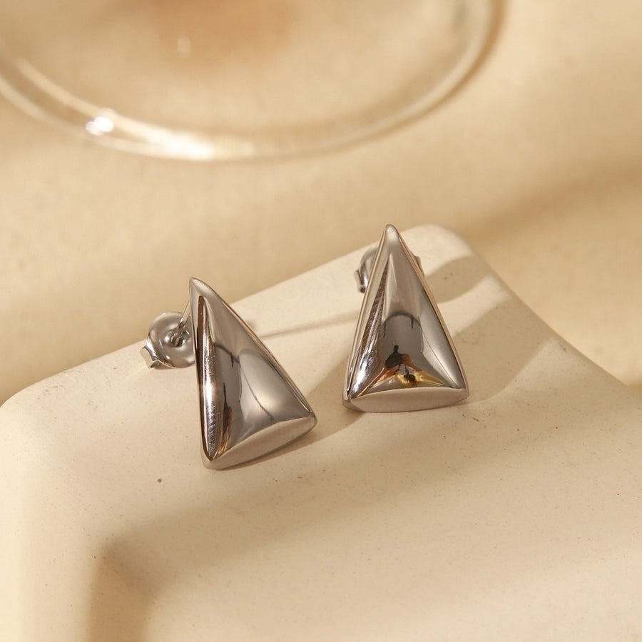 1 Pair IG Style Simple Style Commute Triangle Solid Color 304 Stainless Steel 14K Gold Plated Ear Studs