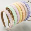 Women's Cute Sweet Classic Style Solid Color Sponge Inlay Rhinestones Pearl Hair Band