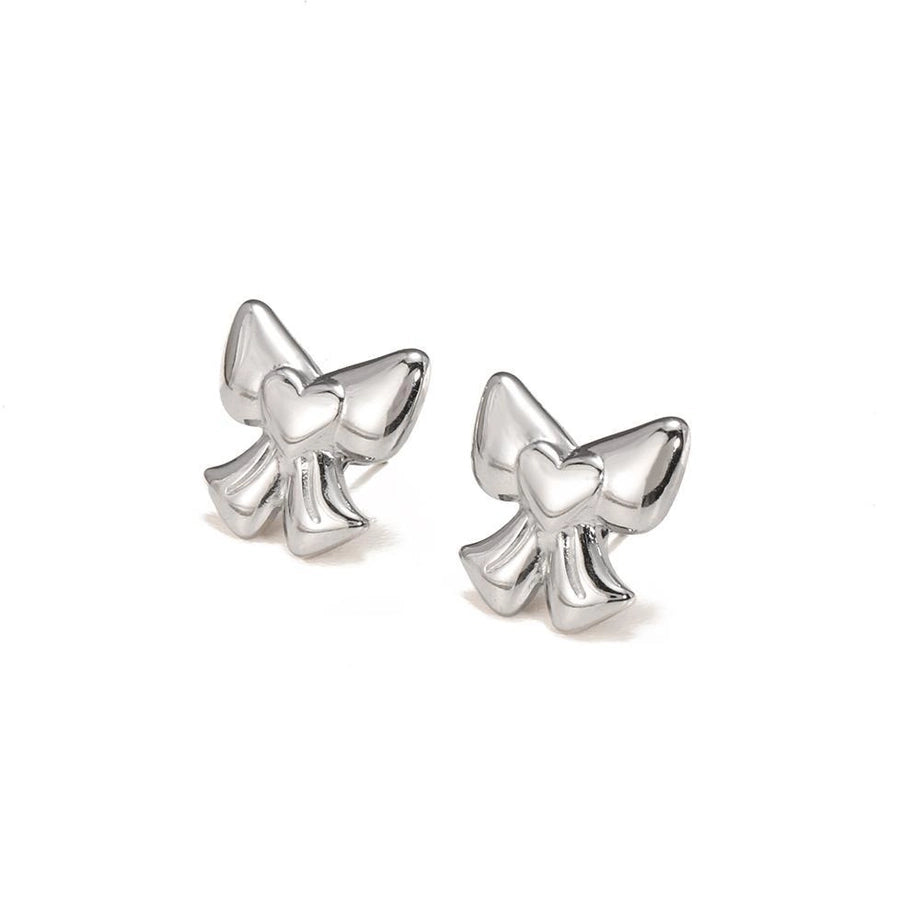 1 Pair Elegant Bow Knot 304 Stainless Steel 18K Gold Plated Drop Earrings
