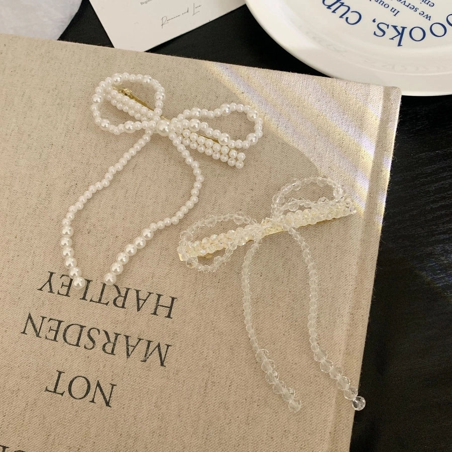 Women's Simple Style Classic Style Bow Knot Alloy Plastic Beaded Hair Clip