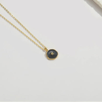 Copper 14K Gold Plated Enamel Butterfly Pendant Necklace