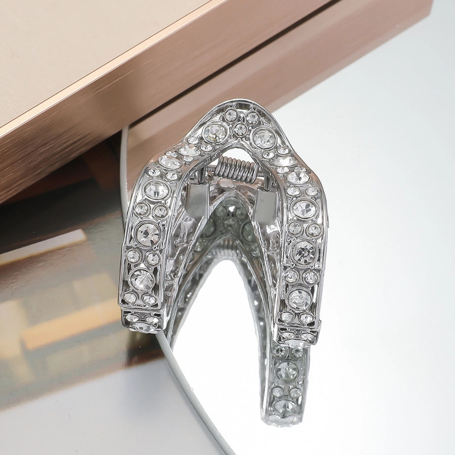 women's simple style solid color alloy plating inlay rhinestones hair claws