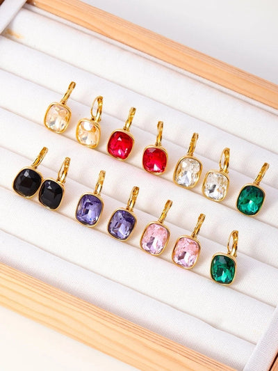 1 Pair IG Style Geometric 304 Stainless Steel Zircon 18K Gold Plated Earrings