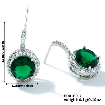 1 Pair Elegant Glam Shiny Geometric Inlay Copper Zircon Rhodium Plated Ear Studs