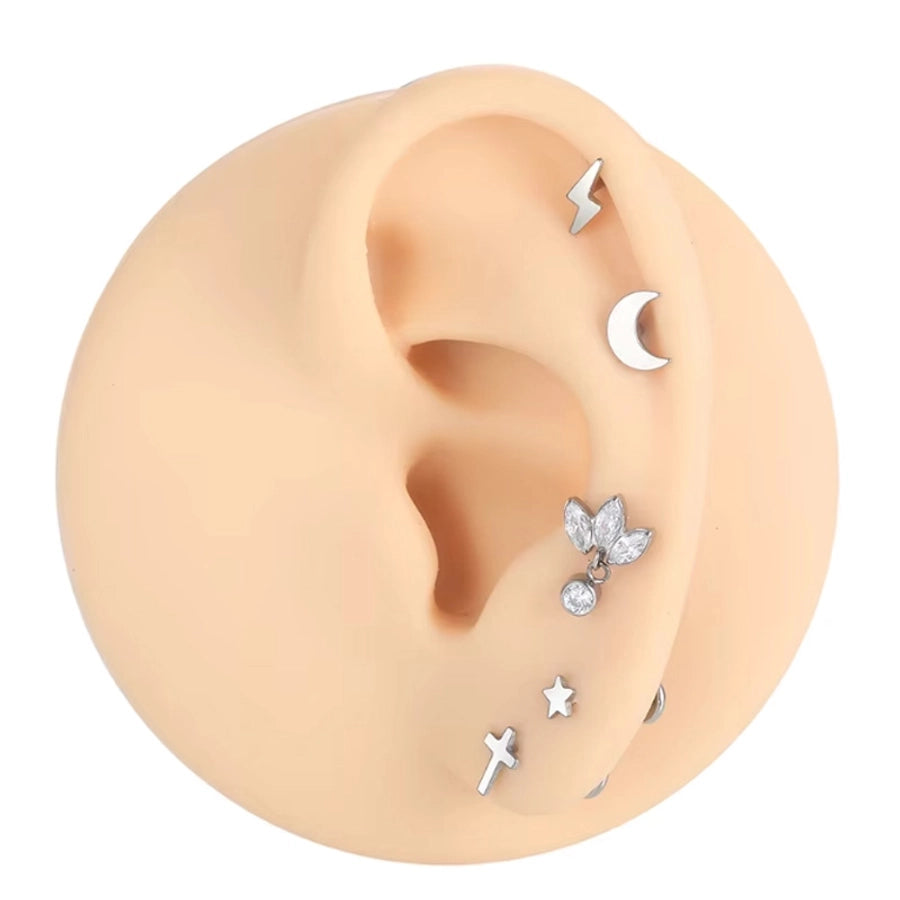 1 Piece Lip Rings Casual Star Moon Pure Titanium Titanium Alloy 14K Gold Plated White Gold Plated Lip Rings Ear Cartilage Rings & Studs