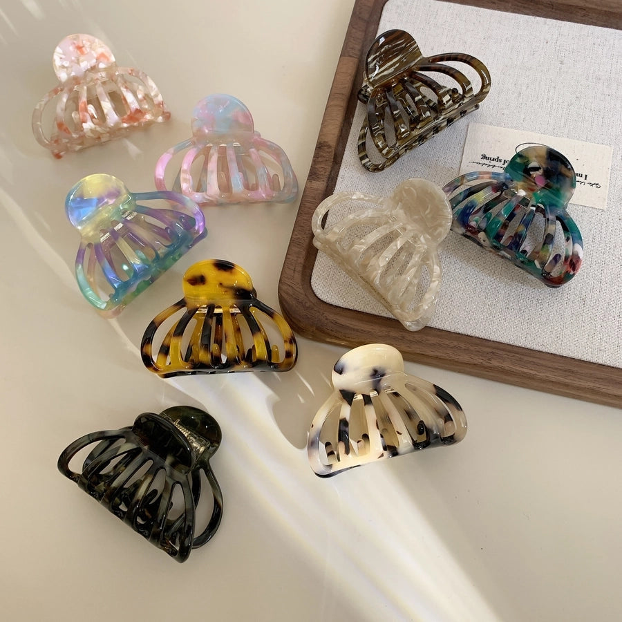 Women's Casual Simple Style Marble Shell Acetic acid sheets Hollow Out Hair Claws