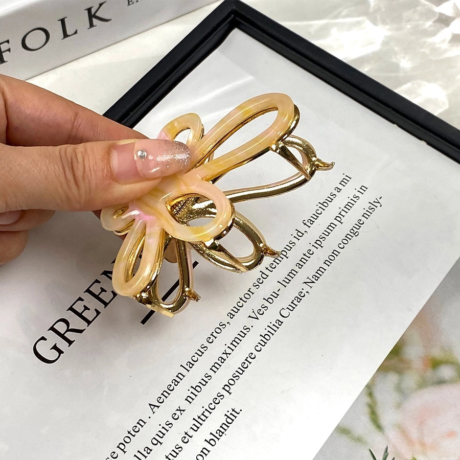 Women's Elegant Romantic Sweet Flower Acetic acid sheets Hollow Out Hair Claws