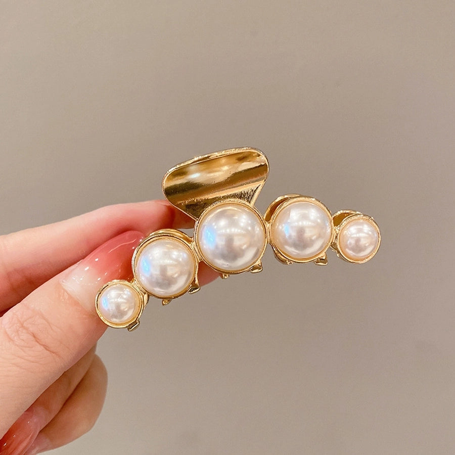 simple style solid color alloy resin hollow out hair claws