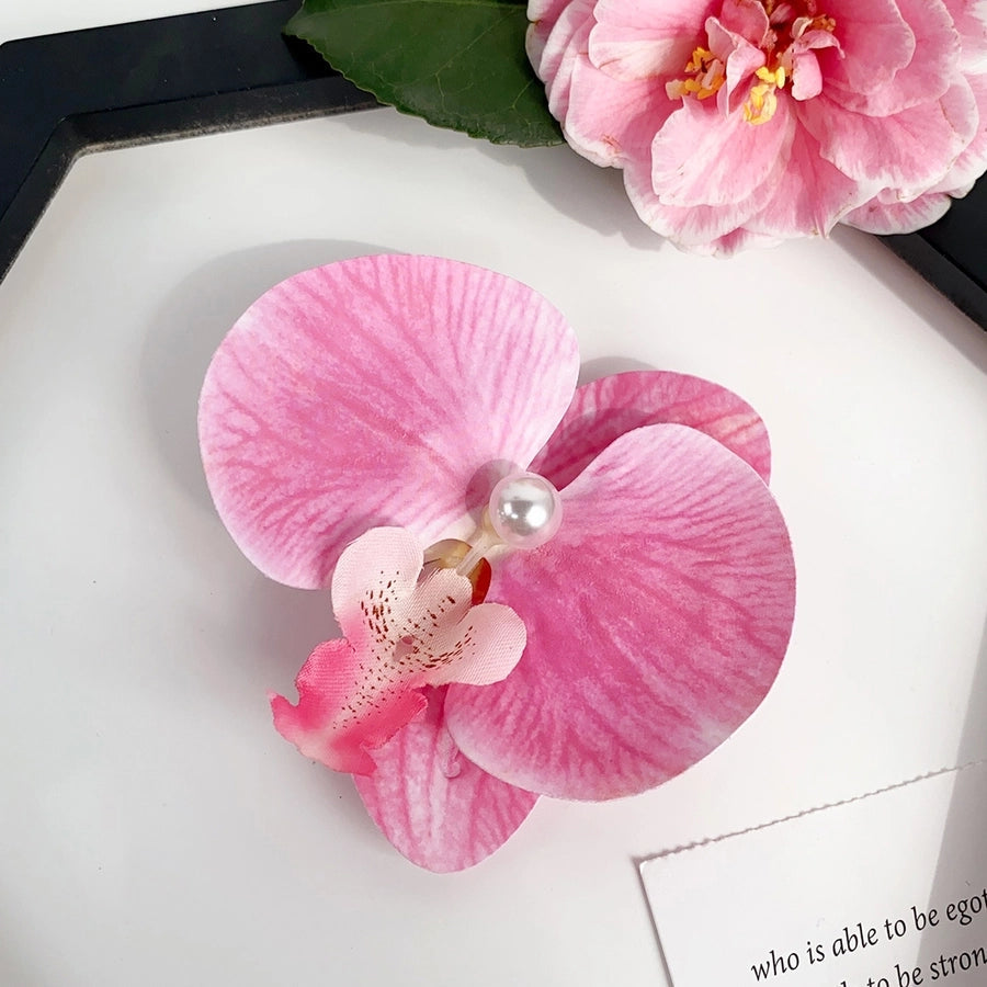 Women's Sweet Simple Style Flower Artificial Pearl Cloth Hair Clip