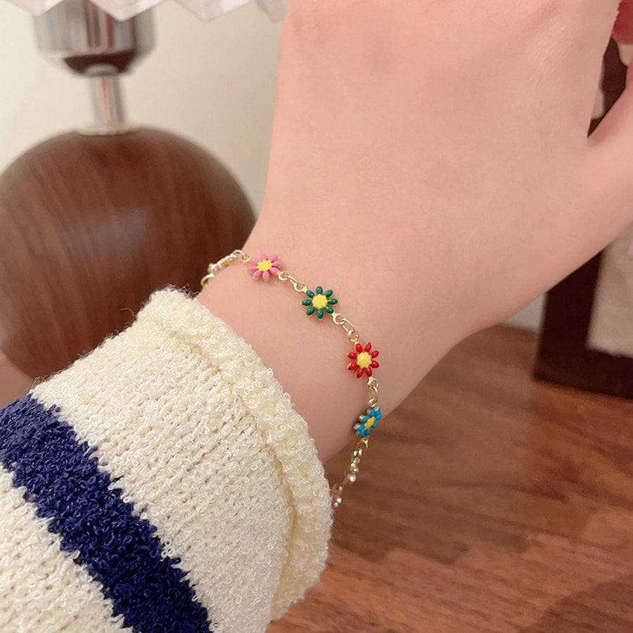 Copper Enamel Daisy Bracelets