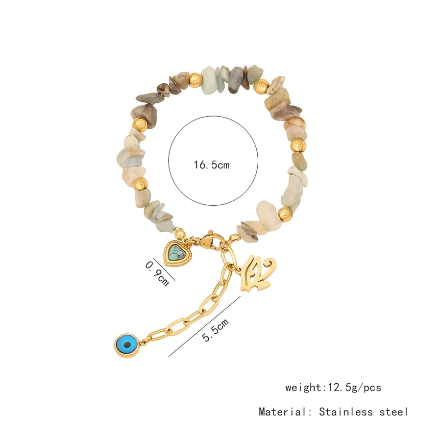 Elegant Commute Heart Shape Eye 18K Gold Plated 304 Stainless Steel Stone  Bracelets