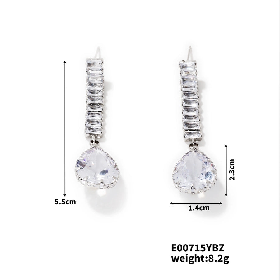1 Pair Elegant Simple Style Streetwear Water Droplets Inlay Copper Zircon K Gold Plated Rhodium Plated Drop Earrings