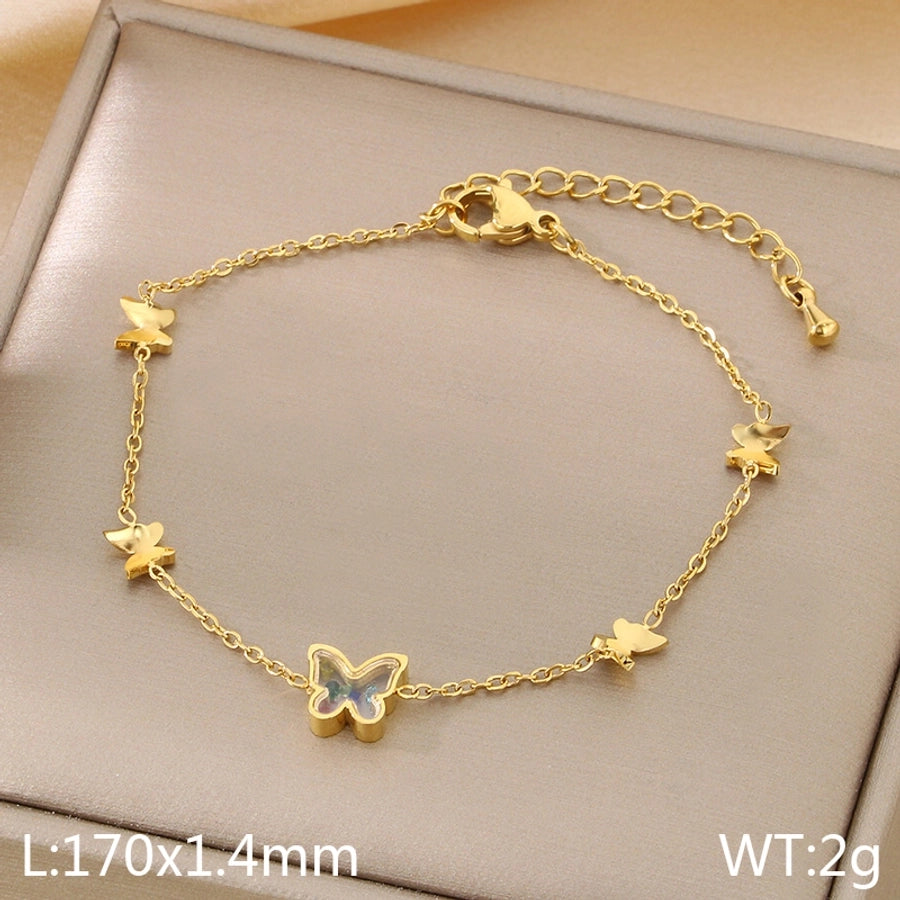 Vintage Style Streetwear Flower 304 Stainless Steel 18K Gold Plated Bracelets In Bulk