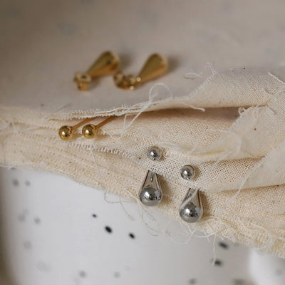 1 Pair Elegant Simple Style Water Droplets 304 Stainless Steel 18K Gold Plated Ear Studs