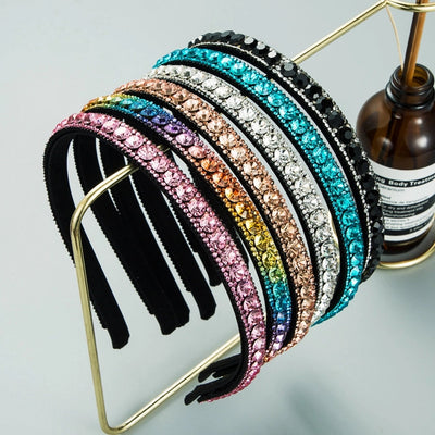 korean fashion simple color rhinestone headband