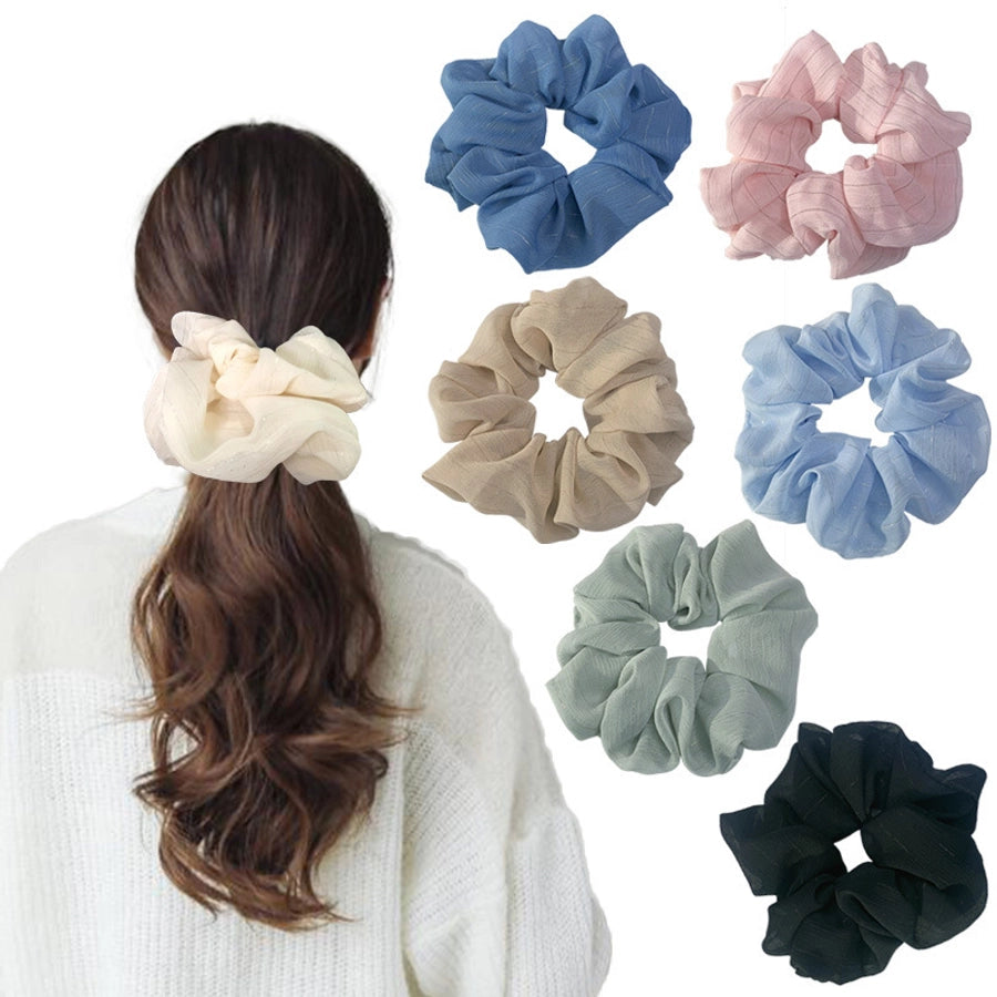 korean silk flower color hair scrunchies