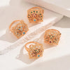 Copper Inlay Geometric Zircon Copper Rings