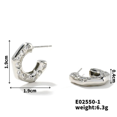 1 Pair Casual Vacation Solid Color Inlay Copper Zircon K Gold Plated Rhodium Plated Ear Studs