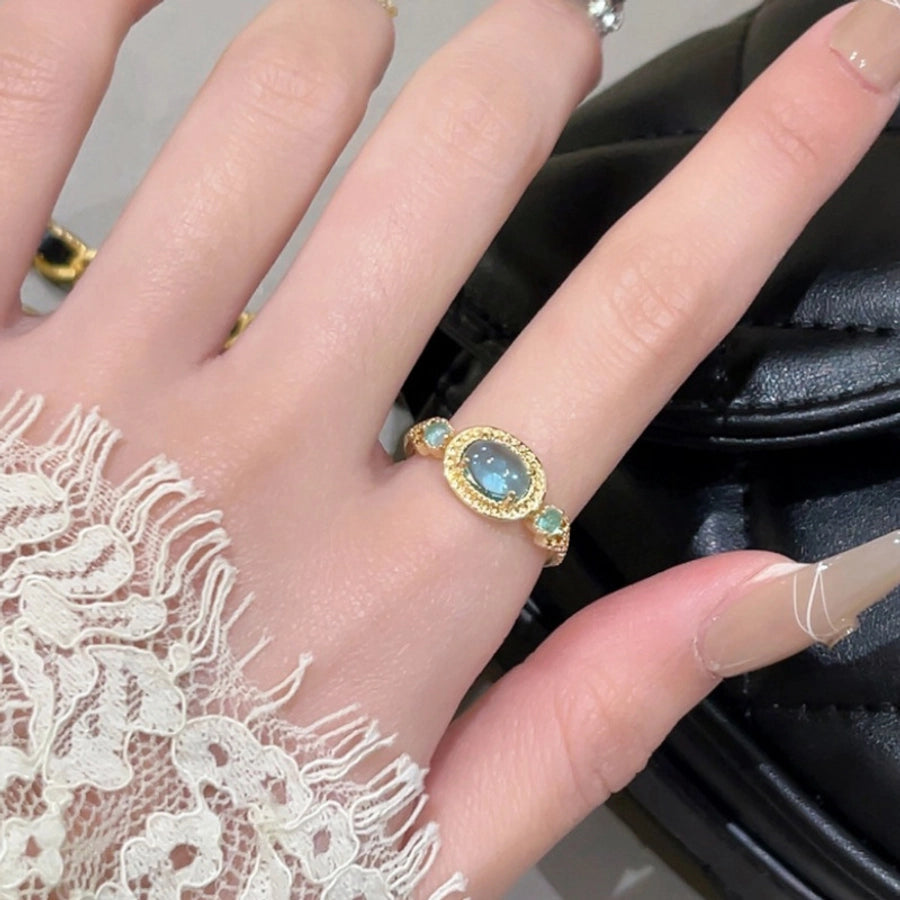 Copper Four Leaf Clover Heart Shape Flower Open Rings