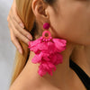 1 pair elegant vacation petal beaded handmade beaded cloth lace drop earrings