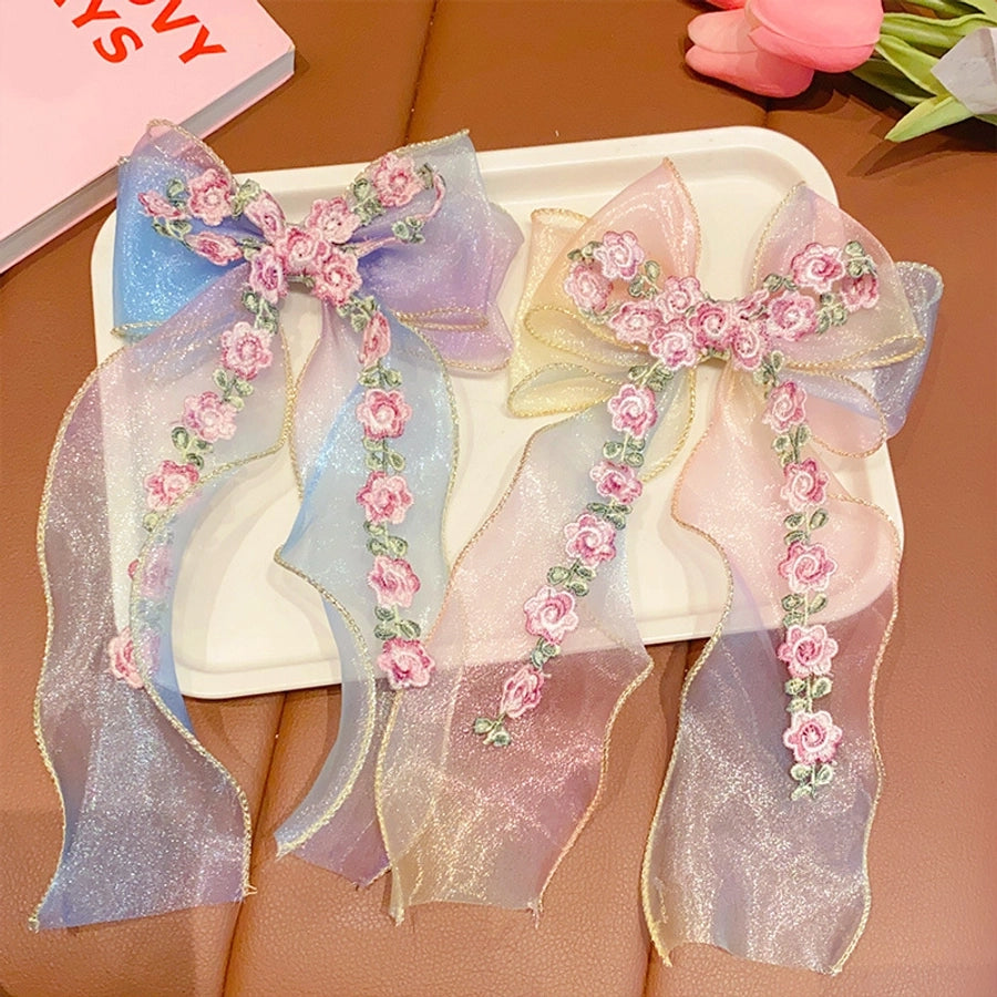 sweet bow knot synthetic yarn hair clip