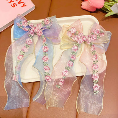 sweet bow knot synthetic yarn hair clip