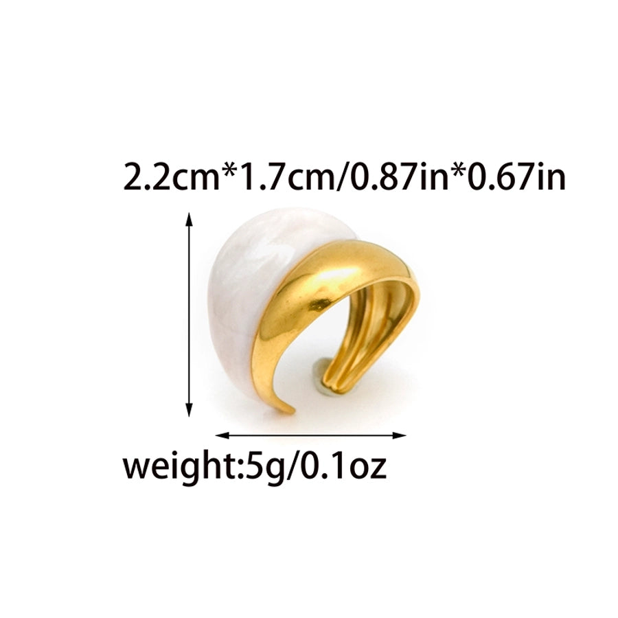 Jewelry Hip-Hop Modern Style Sector 304 Stainless Steel 14K Gold Plated Enamel Open Rings Rings