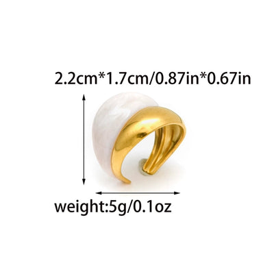 Jewelry Hip-Hop Modern Style Sector 304 Stainless Steel 14K Gold Plated Enamel Open Rings Rings