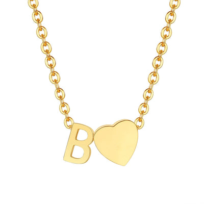 Jewelry Simple Style Commute Letter Heart Shape 201 Stainless Steel Plating Pendant Necklace