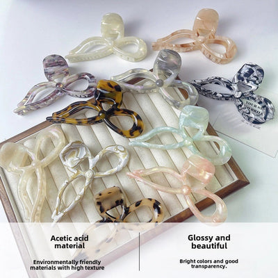 Super Fairy ~ Three-dimensional Bow Acetic Acid Grab Clip Temperament Gentle Ribbon Hairpin Sweet Large Shark Clip Women's Hair Accessories