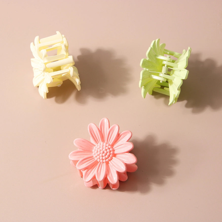 Women's Sweet Simple Style Flower Plastic Stoving Varnish Hair Claws