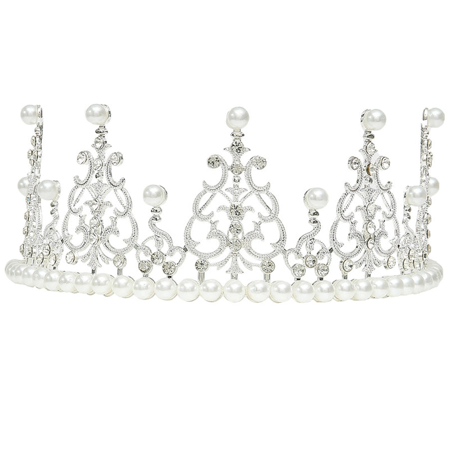 fashion crown imitation pearl alloy rhinestone plating crown 1 piece