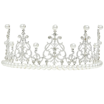 fashion crown imitation pearl alloy rhinestone plating crown 1 piece