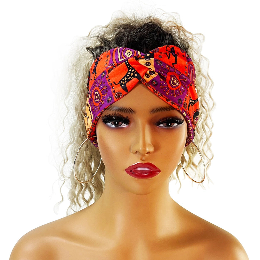 fashion color block flower cloth hair band 1 piece