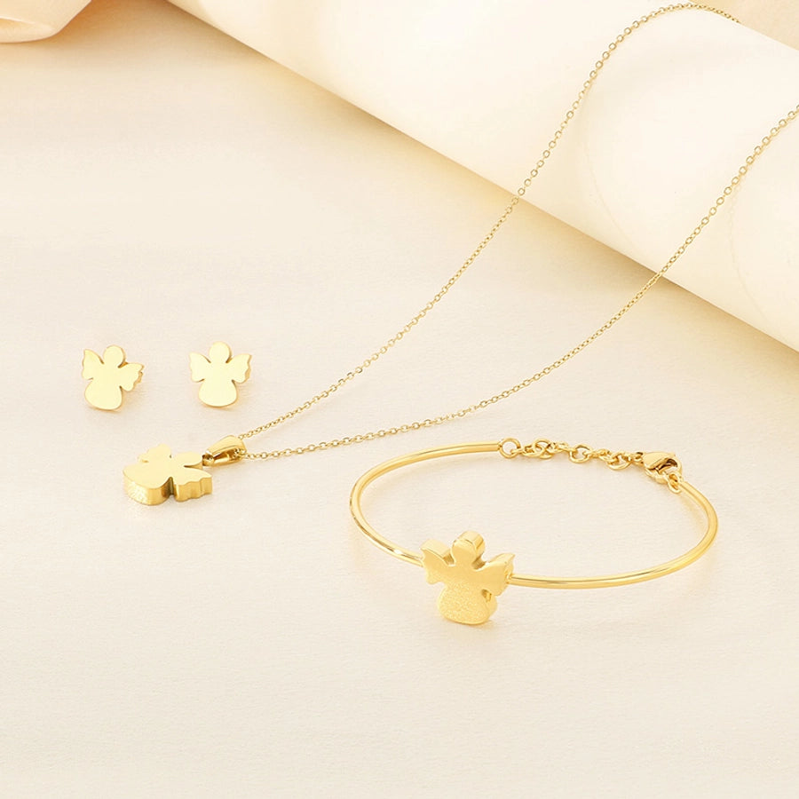 Jewelry Simple Style Angel 304 Stainless Steel 18K Gold Plated Jewelry Set