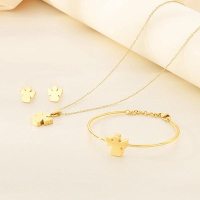 Jewelry Simple Style Angel 304 Stainless Steel 18K Gold Plated Jewelry Set
