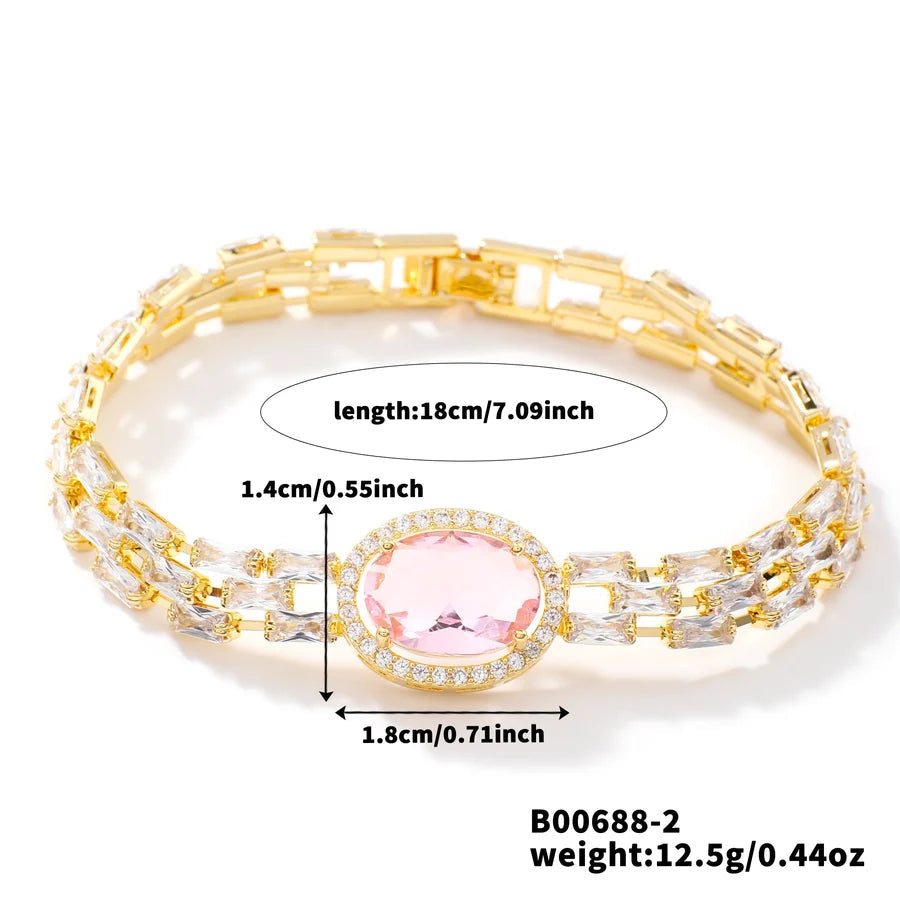 Copper K Gold Plated Inlay Water Droplets Zircon Bracelets