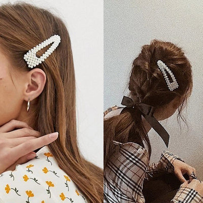 simple style geometric bow knot imitation pearl alloy plastic hair clip 1 piece