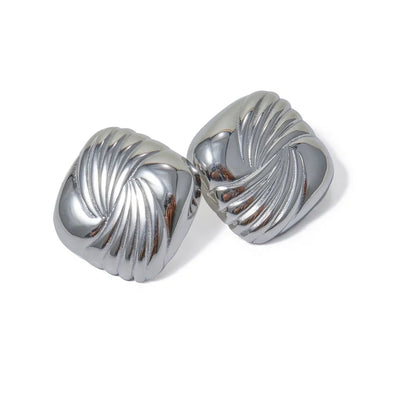 1 Pair Retro Luxurious Geometric Mixed Metal Plating 304 Stainless Steel 18K Gold Plated Ear Studs