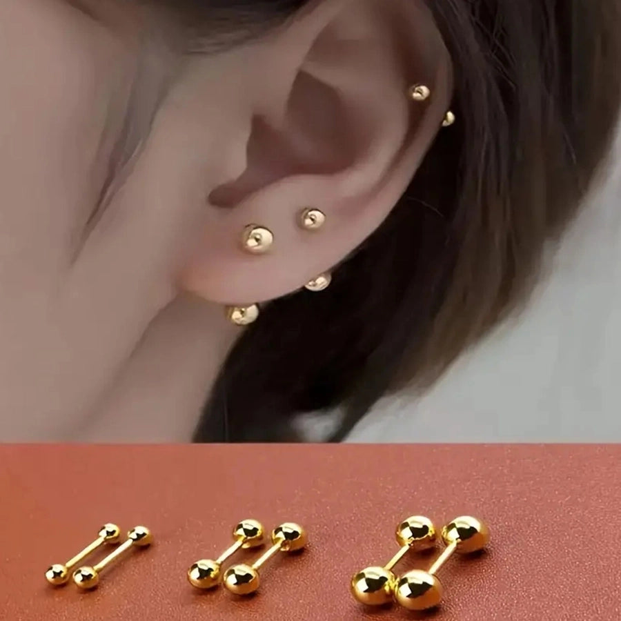 1 Pair Simple Style Round 304 Stainless Steel 18K Gold Plated Ear Studs