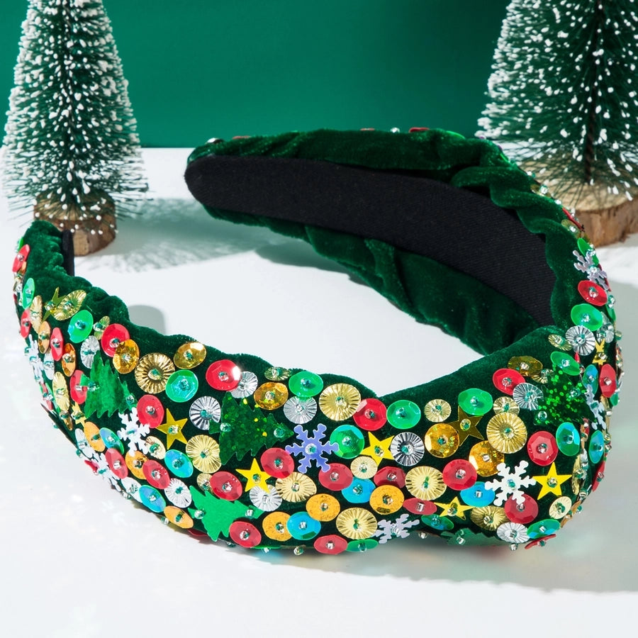 Christmas Classic Style Women's Christmas Tree Snowflake Alloy Sequins Hair Band
