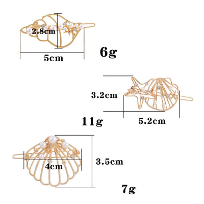 simple style starfish conch shell imitation pearl alloy plating inlay rhinestones hair clip
